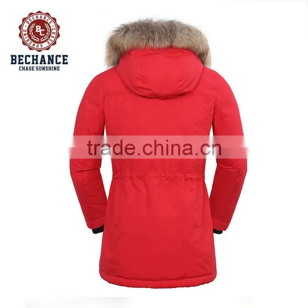 Red Outdoor Down Jacket for Winters With Fur photo-2