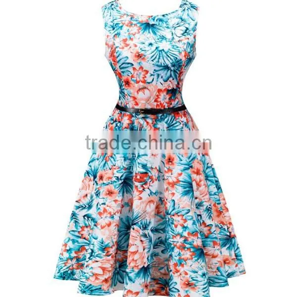 Walson 2017 Europe Style Floral Printed Chiffon Ladies Summer Dresses photo-2