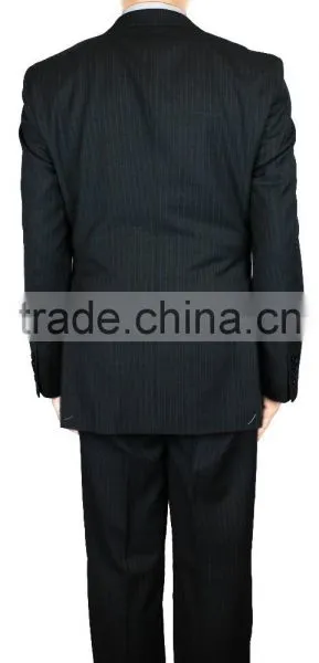 NAAMS MEN'S WOOL 2 BUTTON 2 VENT SLIM FIT SUIT JACKET FLAT FRONT PANT GREY STRIPE photo-4