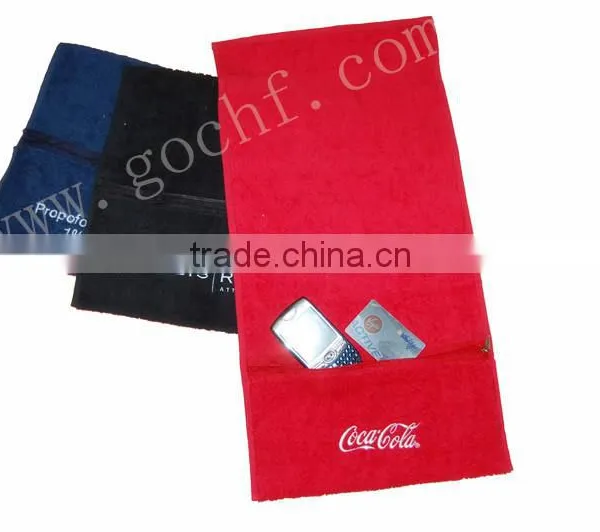 100 Cotton Zipper Pouch Gym Towels photo-2
