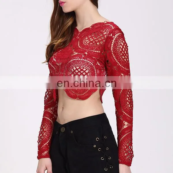 2016 Summer Latest Top Designs For Women Sexy Lace Crop Top photo-4