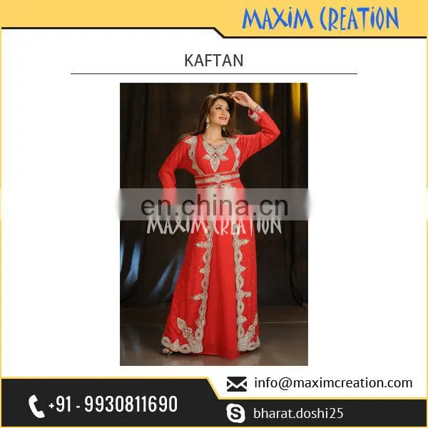 Indian Embroidered Red Kaftan With Silver Color Beads and Sequins for Sale