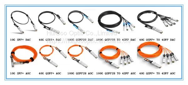 10G SFP+ AOC/DAC 40G QSFP+ AOC/DAC 100G QSFP28 AOC/DAC кабели