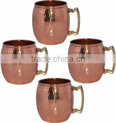 Hammered Copper Lemon Water Cup With Brass Handle, Copper Moscow Mule Mug photo-4