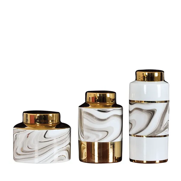 New Chinese Modern Simple Electroplate White Gold Ceramic Vase For Hotel Office photo-5
