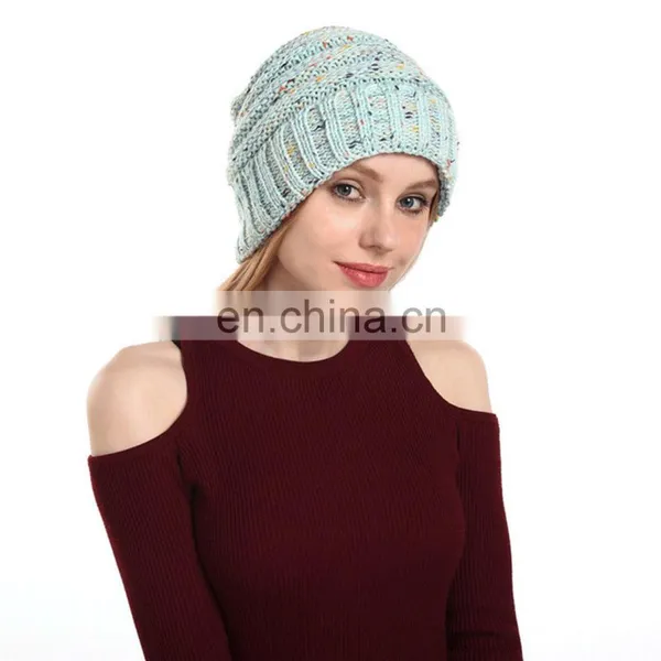 100% Acrylic Winter Knitted Beanies Hats Women Thick Warm Beanie Skullies Hat Men's Knitted Wool Hat