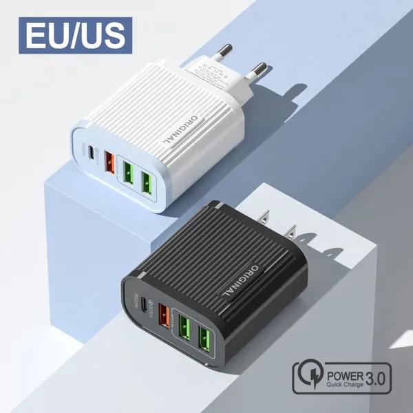 QC3.0 Charger Wall Charging Hot Selling US EU Charging Plug 4USB Port Suitable for Different Mobile Phones photo-4