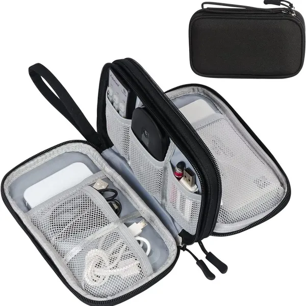 Travel Portable Waterproof Double Layers All-in-One Storage Bag For Cord, Charger, Phone, Earphone