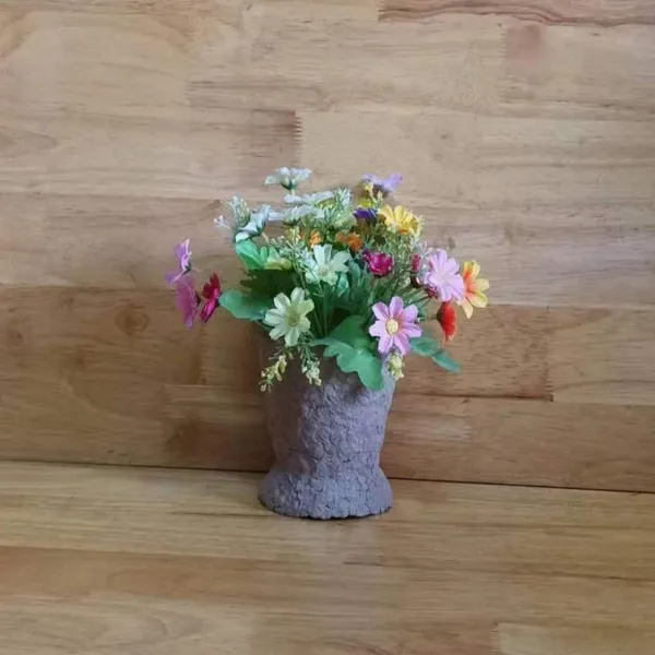 Handmade Flower Bottle Decorative Flower Vase Pulp Container Paper Mache