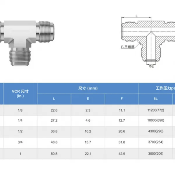 316L Stainless Steel VCR Male Tee Fitting for Ultra-High Purity Gas Systems photo-5