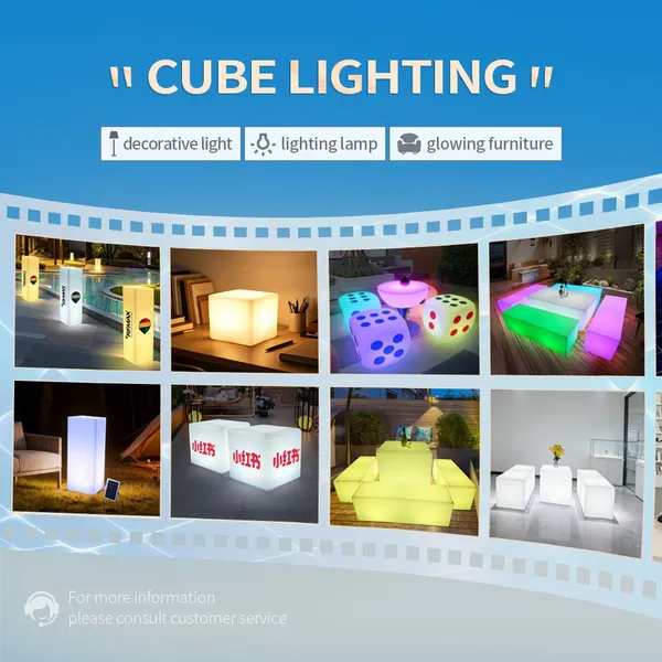 PE Plastic RGB LED Glowing Cube Chair IP65 Waterproof 16 Color Light up Seat for Outdoor Garden Poolside Decoration photo-4