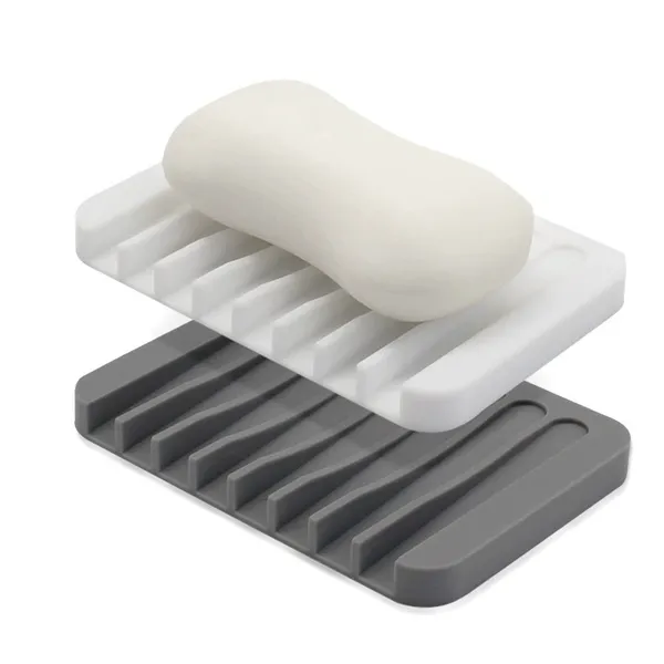 Silicone Soap Dish With Drain Self-Draining Soap Holder Saver for Shower Bathroom Kitchen Countertop Sponge Tray Cascade Soap Holder