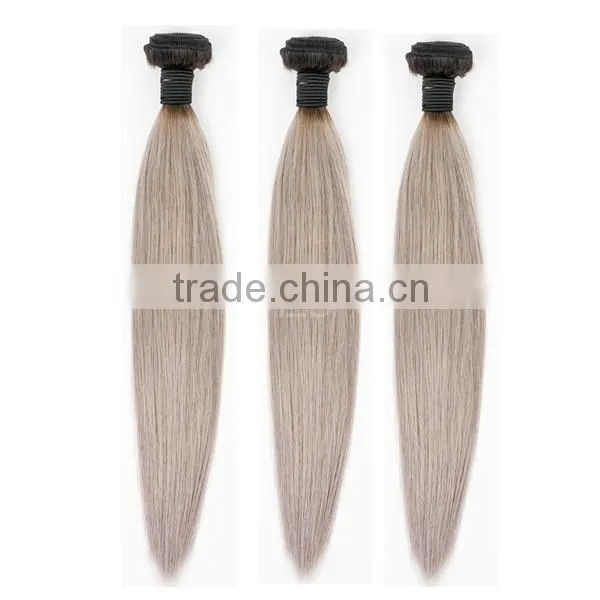 New Arrival Brazilian Straight 3pcs/lot Ombre Silver Grey Hair Weaving 1b/gray Two Tone Brazilian Virgin Human Hair Extensions Quality Choice photo-4