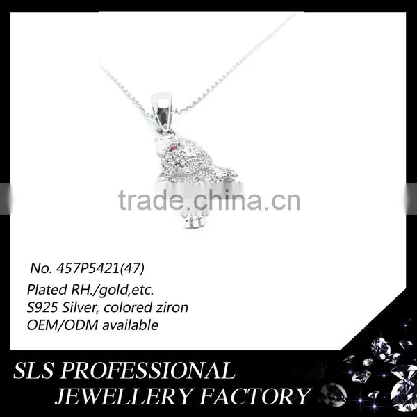 Fashion and Cute Necklace Pendant Rabbit With a Heart in Hand Zircon Prong 925 Silver Jewelry Pendant in Guangzhou Wholesale photo-4