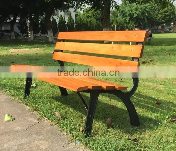 Contemporary Modern Wooden Outdoor Furniture Garden Patio Park Long Bench Chair With Cast Wrought Iron Legs Ends Quality Choice photo-2