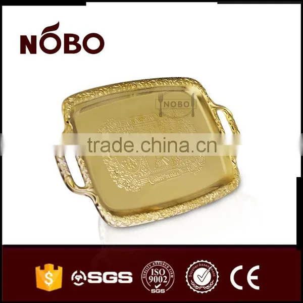 S/S 410 Gold Color Plate With Double Handle photo-3