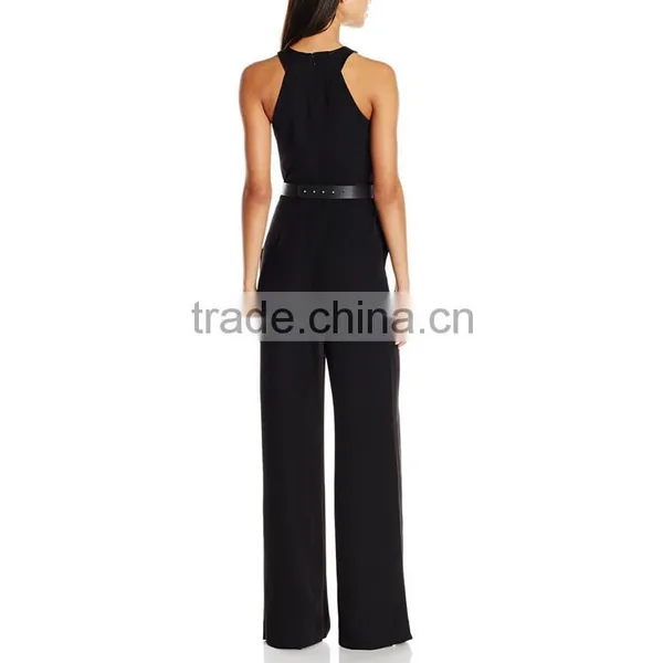Designer Women Apparel Latin American Dresses Jumpsuit Rompers Clubwear Black Dress With Gold Belt Sleevless Dresses photo-3