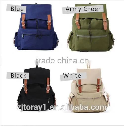 Plain Army Canvas Drawstring Backpack Women photo-2