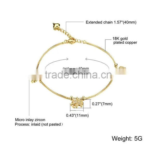 2016 Latest Style Stainless Steel Elephant Hair Gold Anklet photo-6