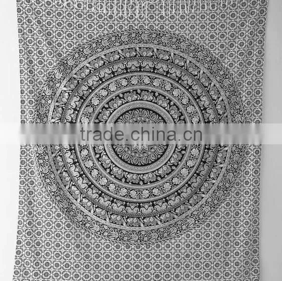 White Mandala Wall Hanging Large Elephant Mandala Tapestries photo-3