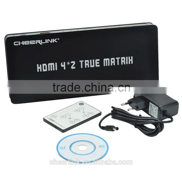 HDMI Matrix 4-In 2-Out Full HD 1080P HDMI V1.3 w/ IR Remote Control - Black photo-2