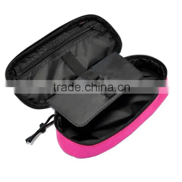 Big Capacity Multi-function Makeup Brush Case Pink Zipper Polyester Case photo-2