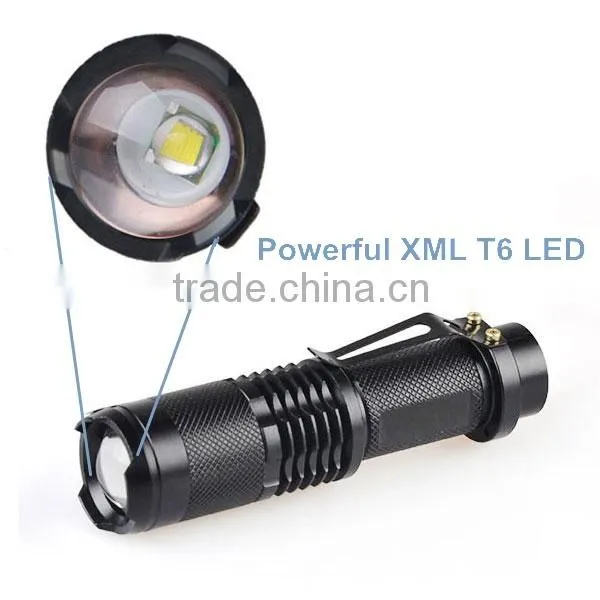 T6 LED Small Pocket Torch Light Tactical Zoomable LED Flashlight With Clip Quality Choice photo-2