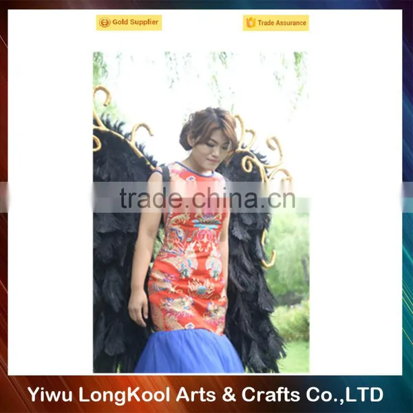 High Quality Wholesale Cosplay Black Large Feather Angel Wings photo-2