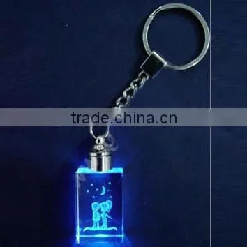 Glass Crystal Keychain Etched Love With LED Light For Weeding Door Gift photo-2