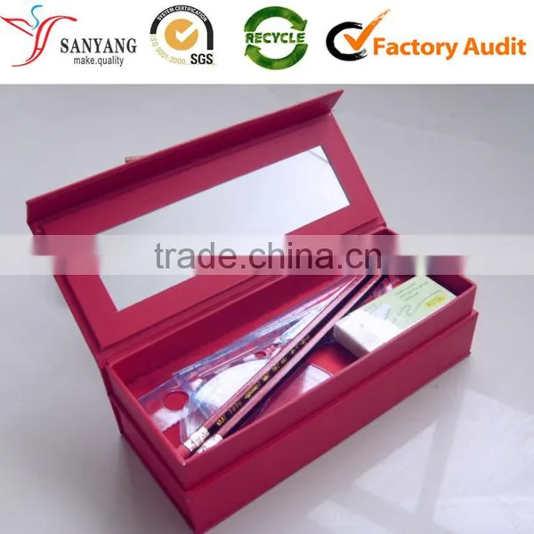 Red Children Art Painting Tool Package Box for Pen Color Pencil Eraser Ruler