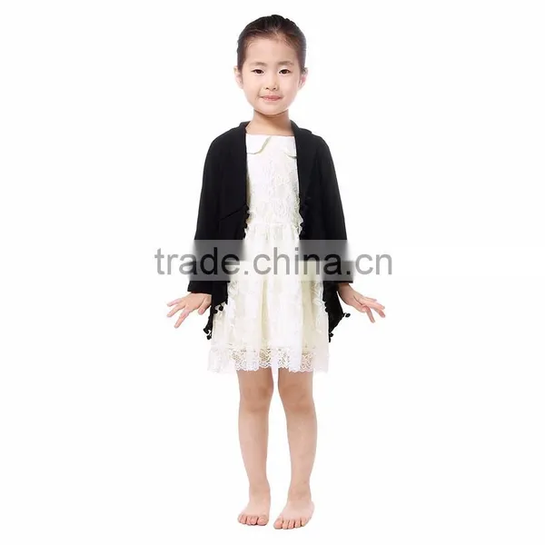 Fall Boutique Long Sleeves Black Stylish Elegant Overcoats for Kids Girl photo-2