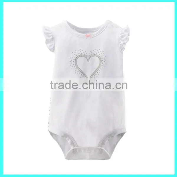 China Wholesale Websites Cheaper White Short Sleeves Baby Romper 100% Cotton photo-4