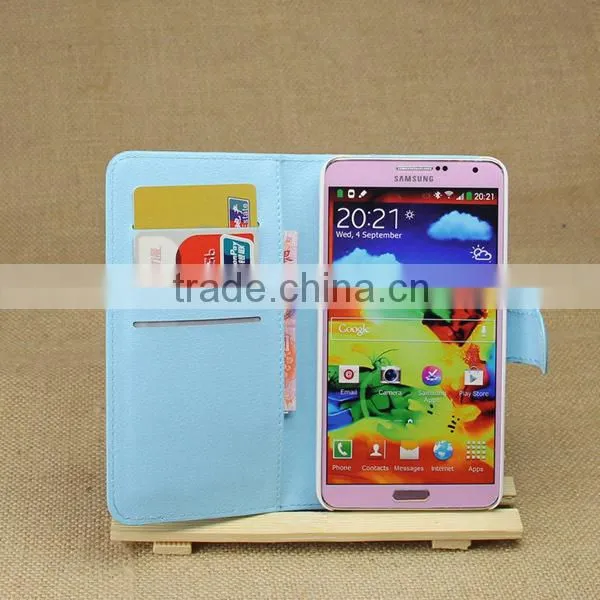 Hot Selling Ultra Thin Lichee PU Case Folio Flip Cover With Wallet and Card Slot for Samsung GALAXY Note3 N9000