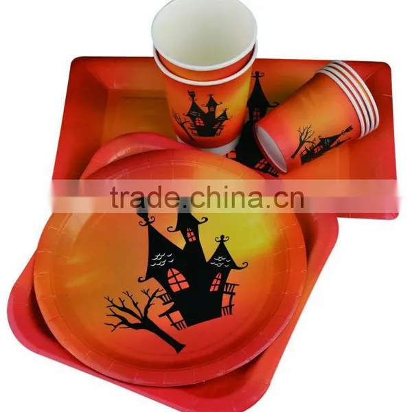 Christmas Design Food Grade Shaped Paper Plates Cups /party Table Ware Sets photo-5