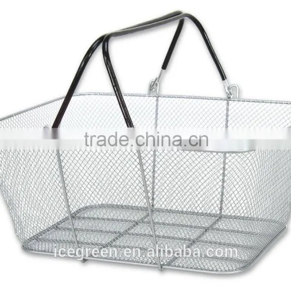 Wire Mesh Stacking Shopping Basket With Handles photo-2