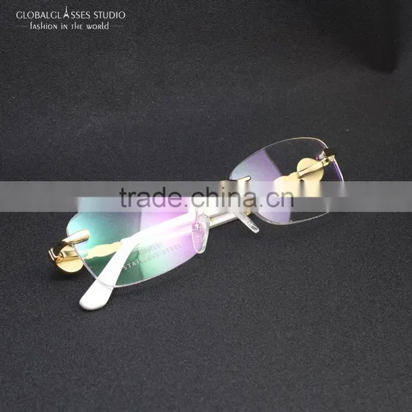 New Super Fancy Fashion Women Famous Brand Design Classic Rimless Eyeglasses Frame Optical Frame Eyewear RM0726 photo-6