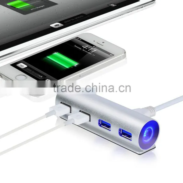 Aluminum Alloy Usb3.0 4 Por Hub Driver Download High Speed With Blue Led Indicators