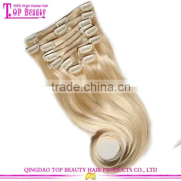 Virgin European Human Hair Blonde Hair Extension #613 Clip In Extensions photo-3