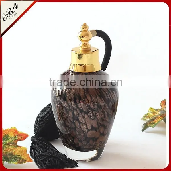 Handmade Black & Gold Point Airbag Glass Perfume Bottle photo-2