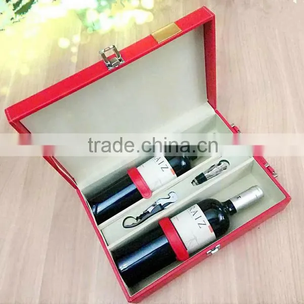 Wholesale Custom High-grade PU Leather 2 Bottles of Red Wine Champagne Boxes photo-2