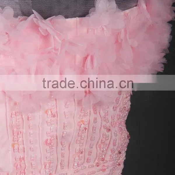 RSE677 Chiffon Design Peach Color Sexy Smart Evening Dresses Short photo-4