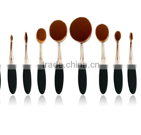 High Quality New Arrive Oval Tooth Brush Design Makeup Brush,10pcs Oval Brush Set photo-2