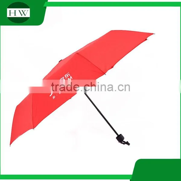 Single Color 3 Fold 190t Fabric Folding 21x8k Pongee Polyester Material Advertising Umbrella