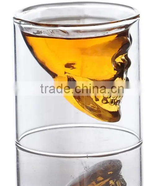 Skull Heat Resistant Glass Coffee Cup Personalized Skull Heads Hand Blown Double Wall Glass Cup photo-2