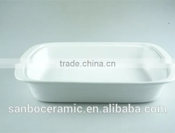 White Ceramic Rectangular Stoneware Bakeware, Porcelain Casserole Serving Dishes photo-3