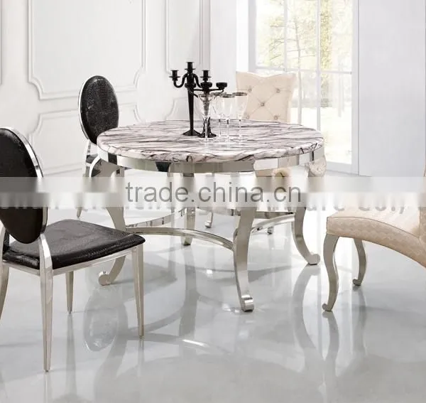 Fancy Round Marble Top Dining Table Home Furniture photo-2