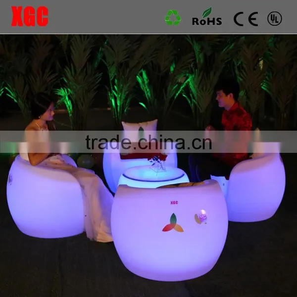 2019 PE Glow Led New RGB Lighting Coffee Table With Chair GF306 photo-3