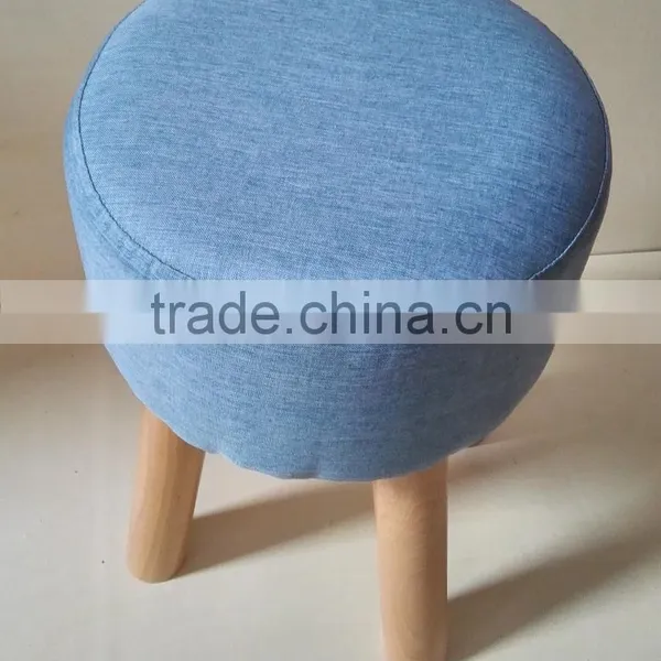 Living Room Furniture Padded Round Stool Ottoman Wooden Pouf photo-4