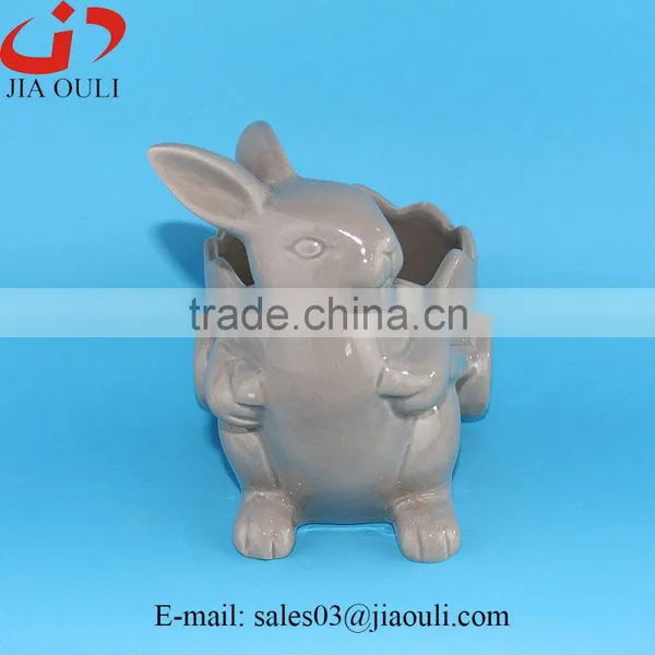 2016 New Design Popular Easter Decoration Ceramic Rabbit Planter photo-6