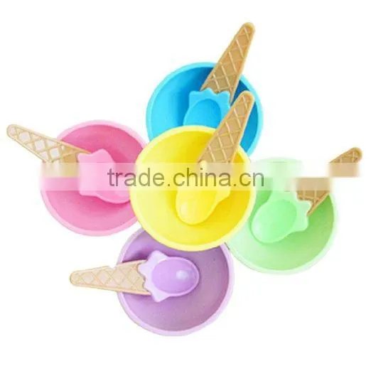 High Quality 2-Sets,Kids Ice Cream Bowl Spoon Set Cute Children Feeding Tableware Plastic Bowl photo-6
